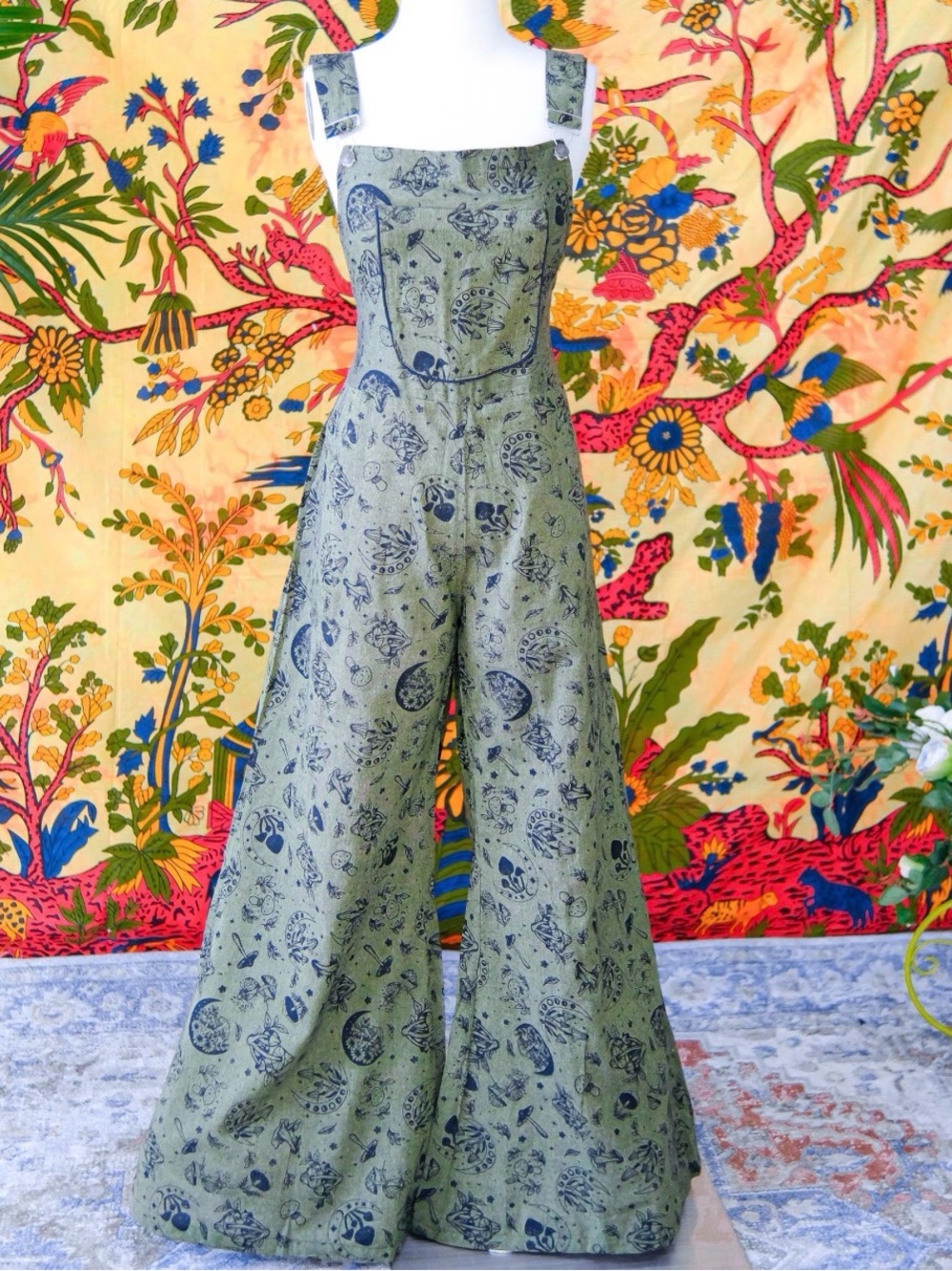 Karma Nepal Handmade Boho Festival Jumpsuit Bell Bottoms Super Flare Plus Size